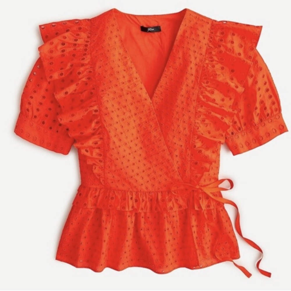 J. Crew Women's Ruffle Wrap Top in Eyelet